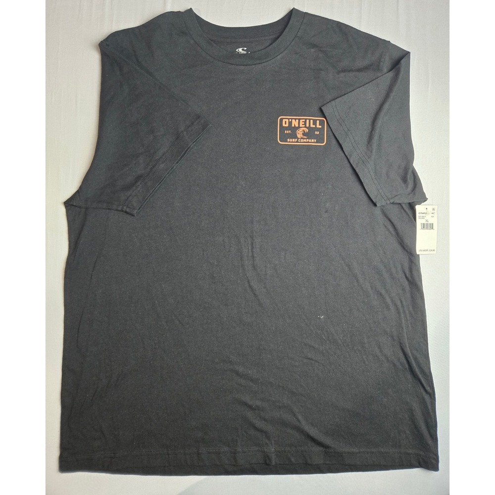 ONeill Surf Company Mens XL Black Graphic T-Shirt Orange Logo SP2108105 NWT